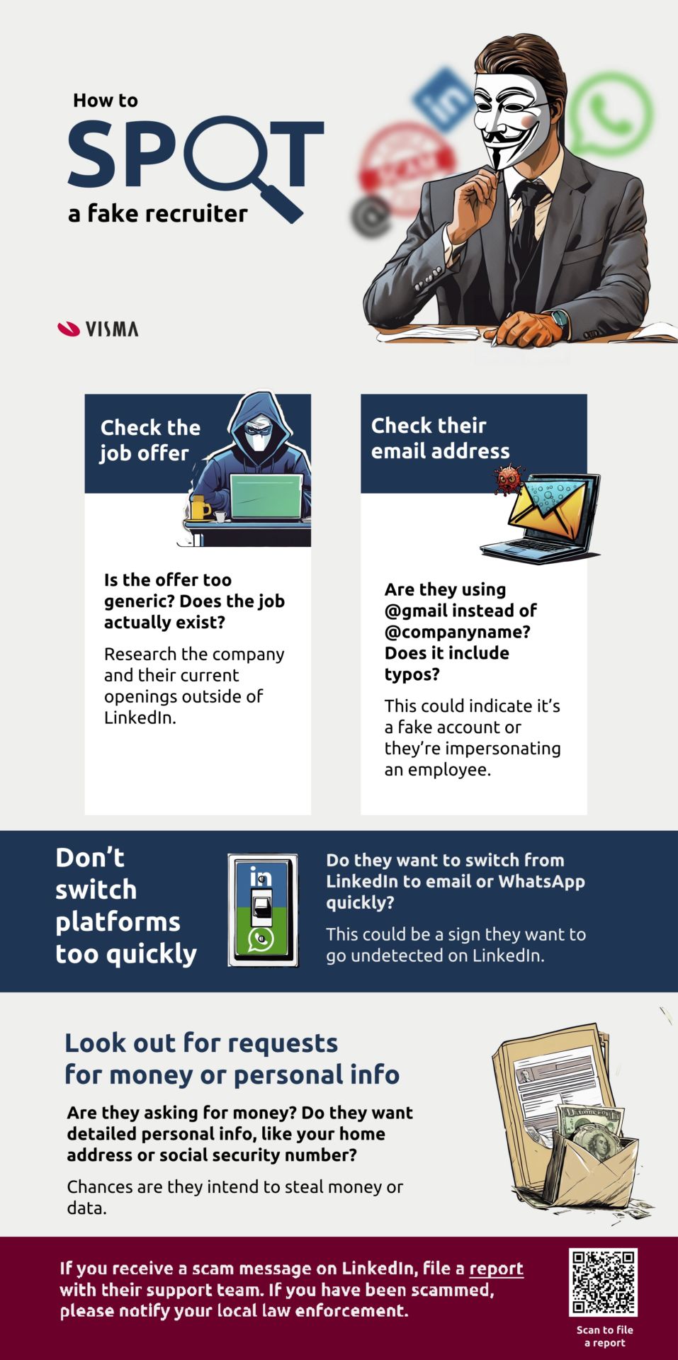 Infographic on how to spot a fake recruiter