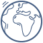 An illustration of the earth, indicating an inclusive and international work environment.