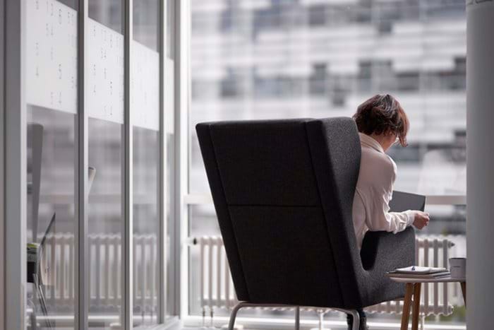 Woman sitting in a chair in the office