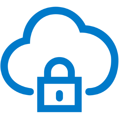 Blue cloud with keylock icon