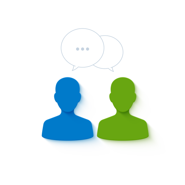 An illustration of two people having a conversation, indicating that everyone's perspective is valued.