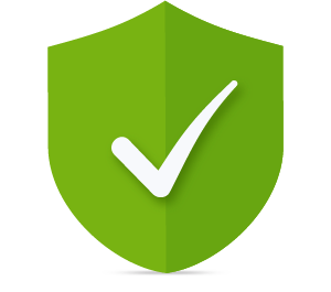 Green shield icon with a check mark