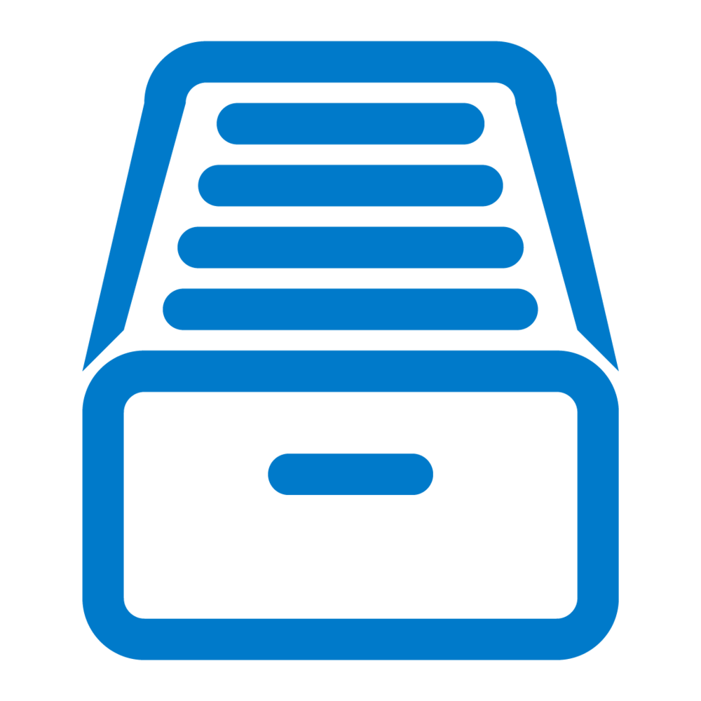Blue filing system icon