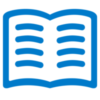 Blue, open textbook icon