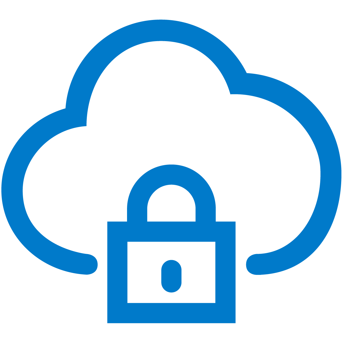 Blue cloud and blue keylock icon