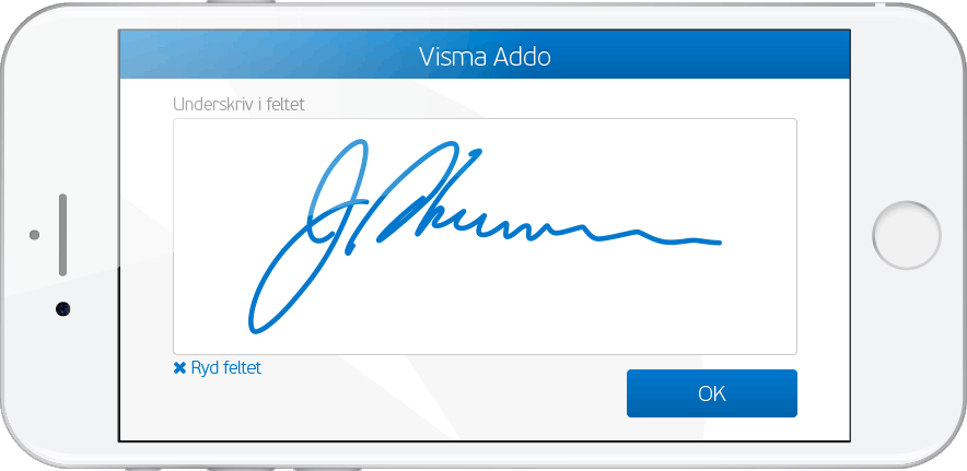 An animation showing the signature process in Visma Addo.